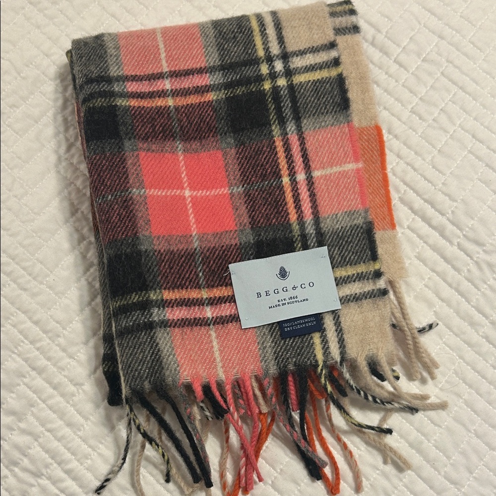 J Crew Begg & Co Plaid Wool Scarf